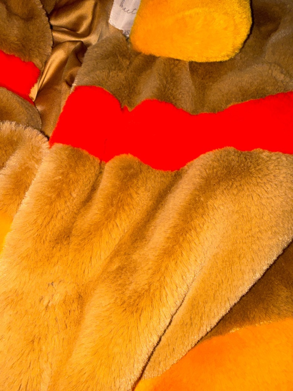 Hutch Anthropologie Colorblock Stripe Faux Fur Coat - Picture 9 of 10